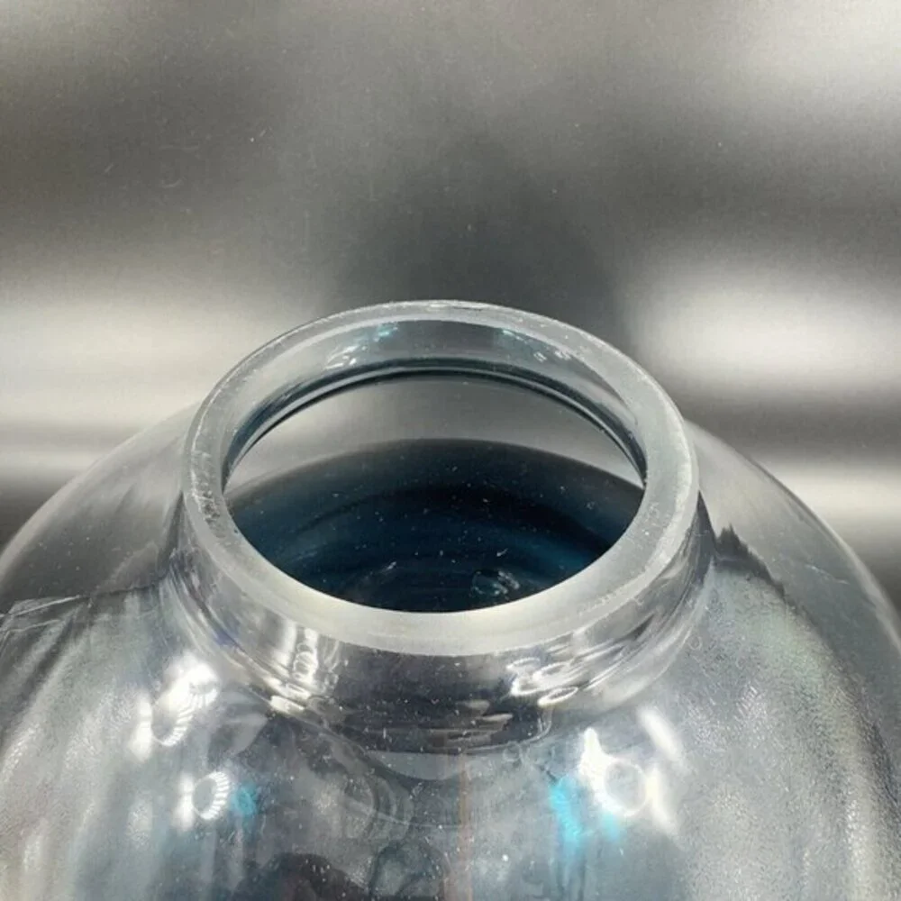 Hollow Cyan Blue Crystal‎ Vacuum Formed Double Wall Glass Bowl Dish Centerpiece